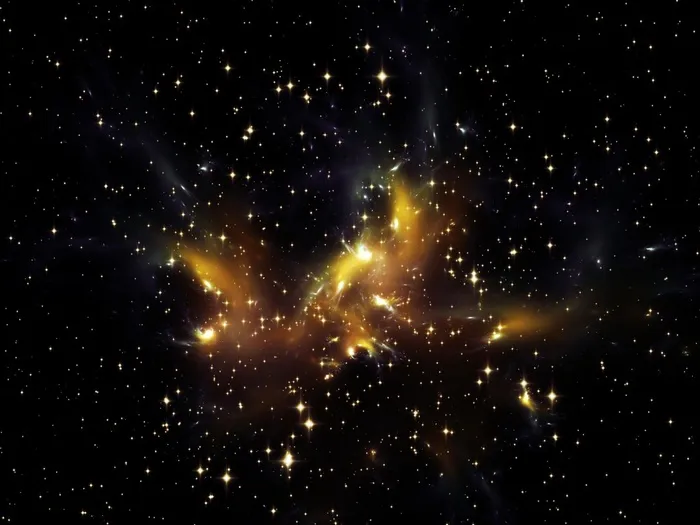 金色光辉点点星光星际背景图片