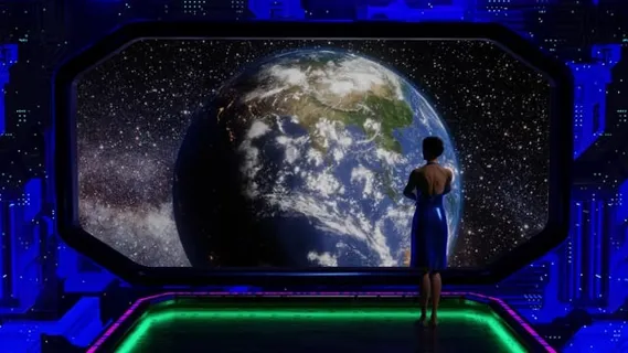 空间站, 地球, 女士, 窗户, 看法, 空间, 技术