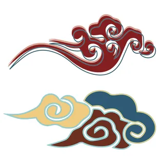 中国风中式国潮敦煌云纹祥云插画图案云朵云彩元素PSDAI设计素材