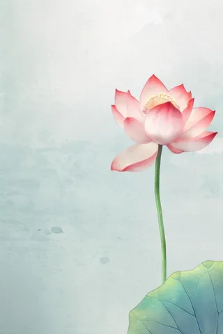 青色国风简约淡雅荷花背景