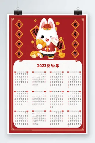 2023日历 兔年日历兔年挂历