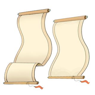 复古中国风卷轴元素手绘画轴文本标题框PSDAI素材模板png免扣图