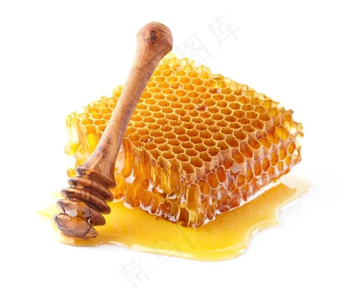 营养美味的蜂巢蜜和蜂蜜棒高清图片