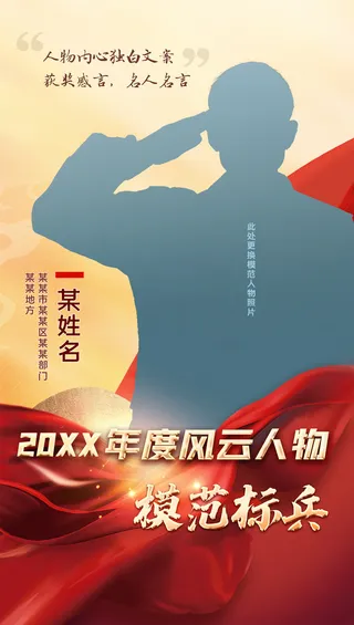 红色表彰年度模范人物风云人物海报