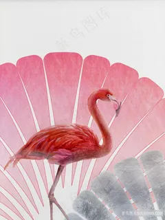 唯美火烈鸟水彩插画