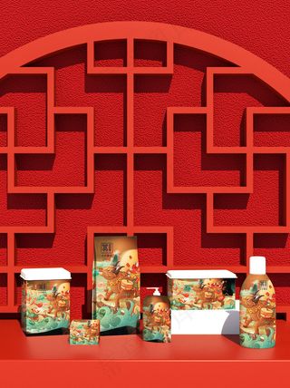 唯美国潮风中式礼盒智能贴图样机