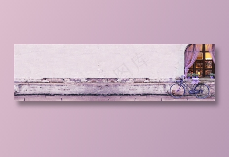 单车停靠在咖啡店外的唯美背景图片