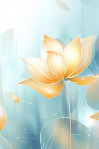 创意清新淡蓝色荷花古风背景