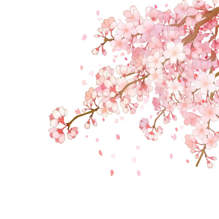 春天浪漫粉红色樱花手绘樱花梅花桃花花朵图片PNG免扣素材