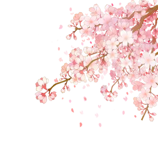 春天浪漫粉红色樱花手绘樱花梅花桃花花朵图片PNG免扣素材