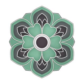 复古中式国潮风敦煌花纹装饰图案花卉藻井肌理圆形边框PSD素材