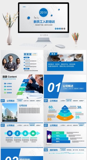 企业公司新员工入职培训PPT模板预览图