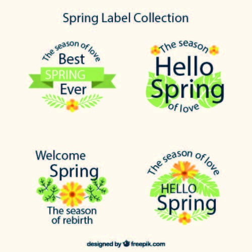 免抠春季黄色花卉标签