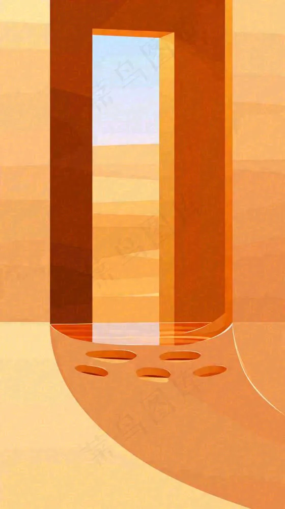 沙漠天空扁平矩形色彩背景(816x1456)