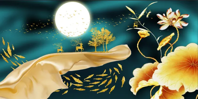 金色抽象麋鹿装饰画 金色抽象麋鹿装饰画