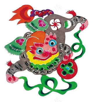 卡通狮子剪纸图片