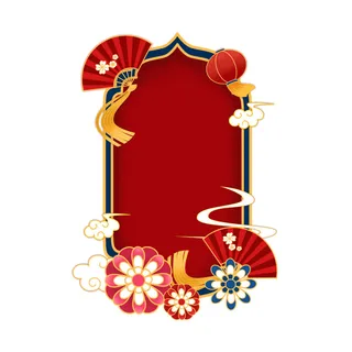 新年红色中国风插画边框-1