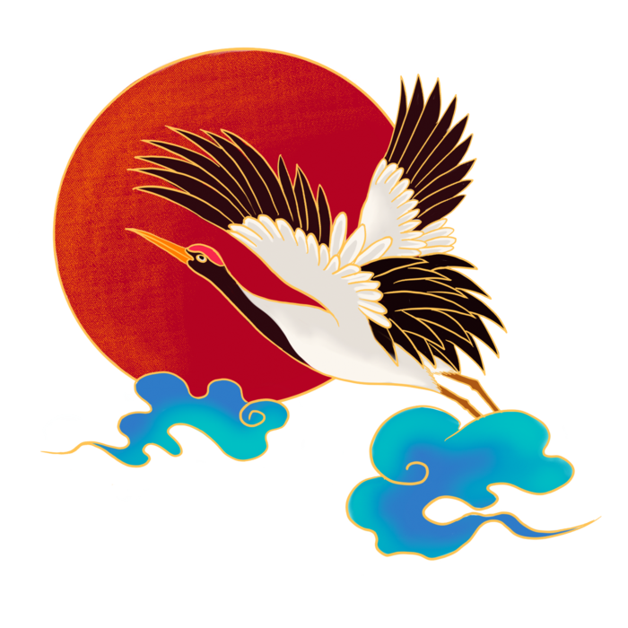 国潮仙鹤插画免扣素材设计素材