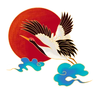 国潮仙鹤插画免扣素材设计素材