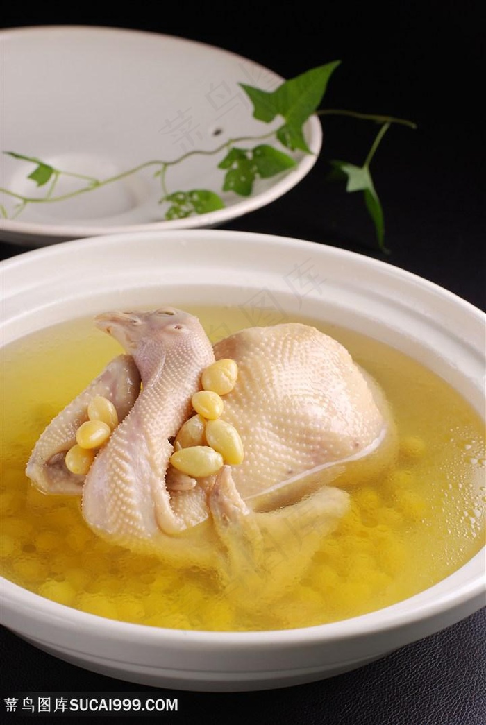白果炖土鸡的美食图片
