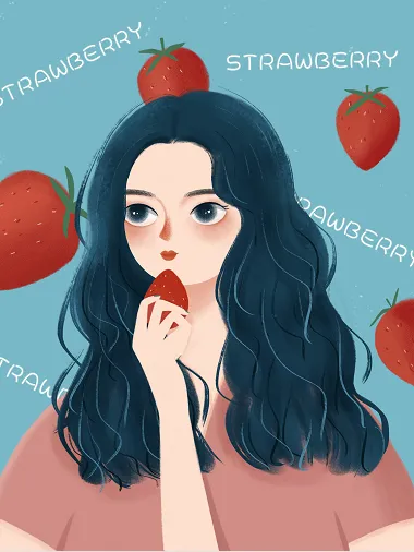 草莓的女孩psd模版下载
