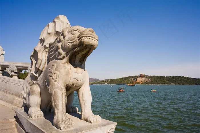 石狮铜狮造型图故宫北京风景
