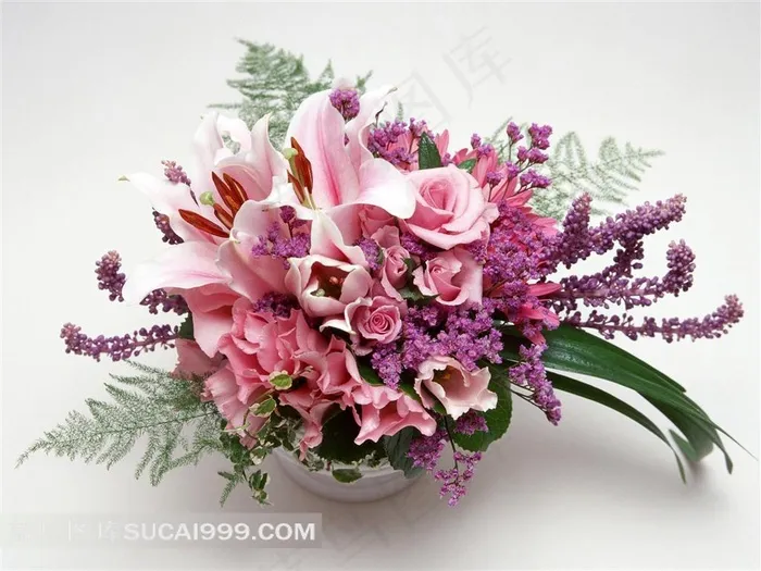 唯美迷人的百合花紫罗兰鲜花素材