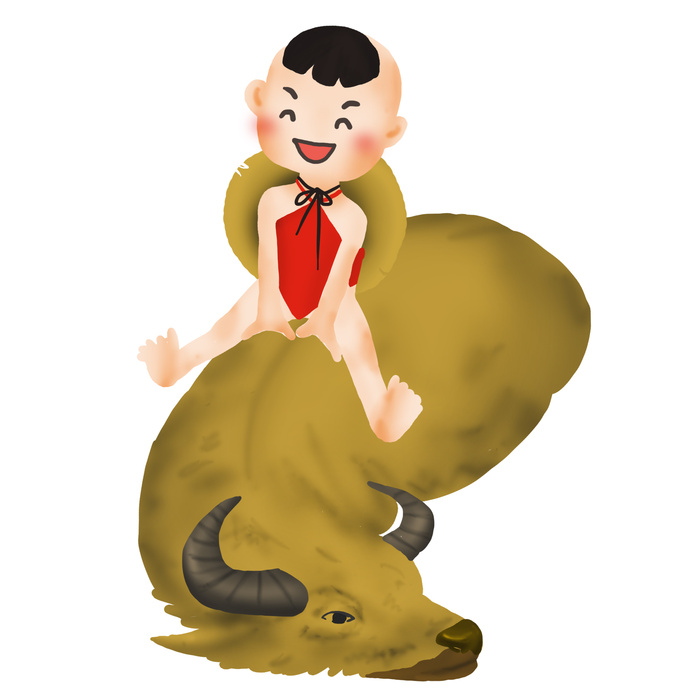 清明清明节卡通牧童骑牛