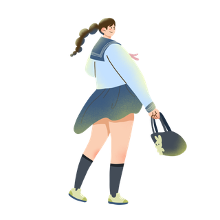 开学季扁平人物彩色元素组合