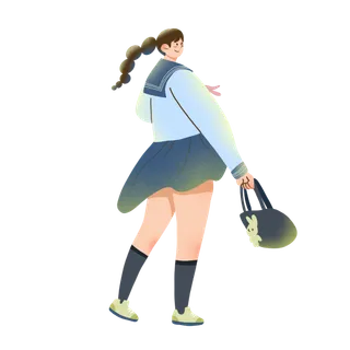 开学季扁平人物彩色元素组合