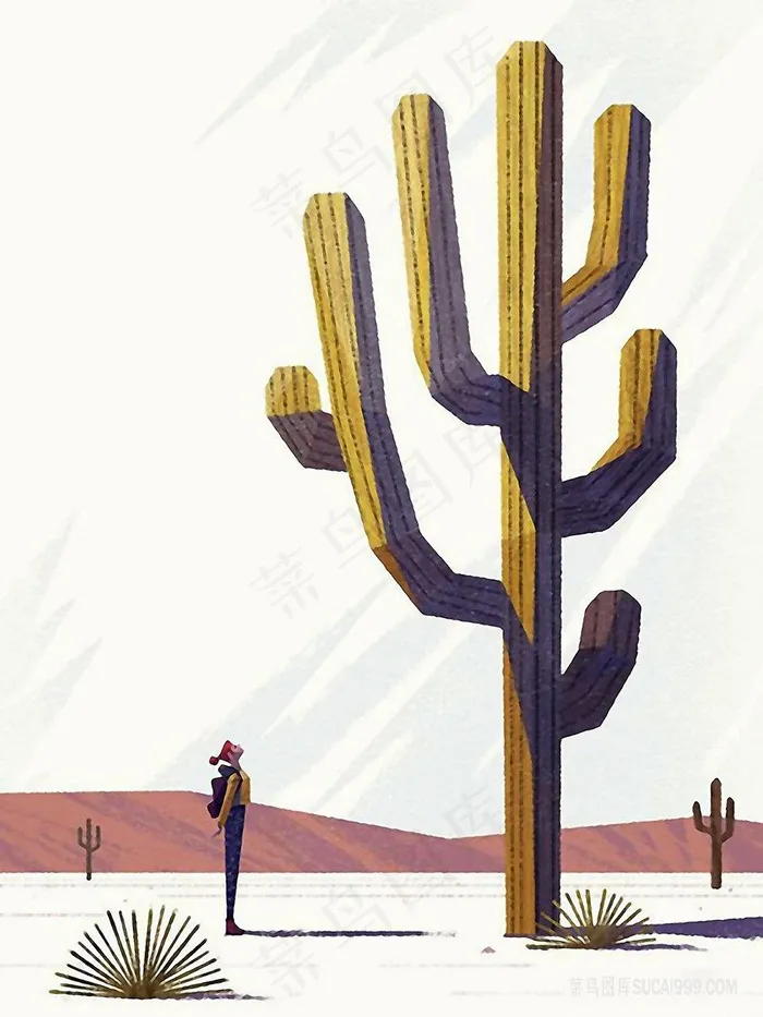 仙人掌水彩艺术装饰画