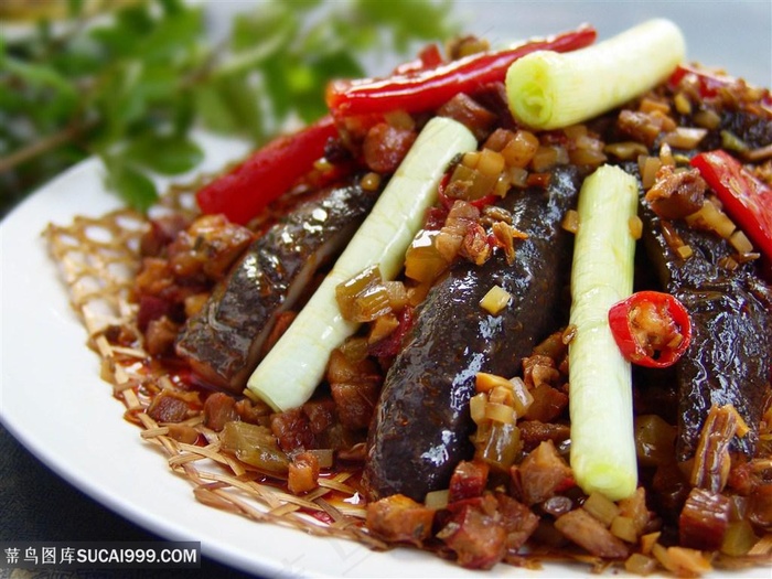 干烧梅花参中华美食摄影图