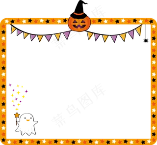 简单黄色万圣节边框万圣节元素像框