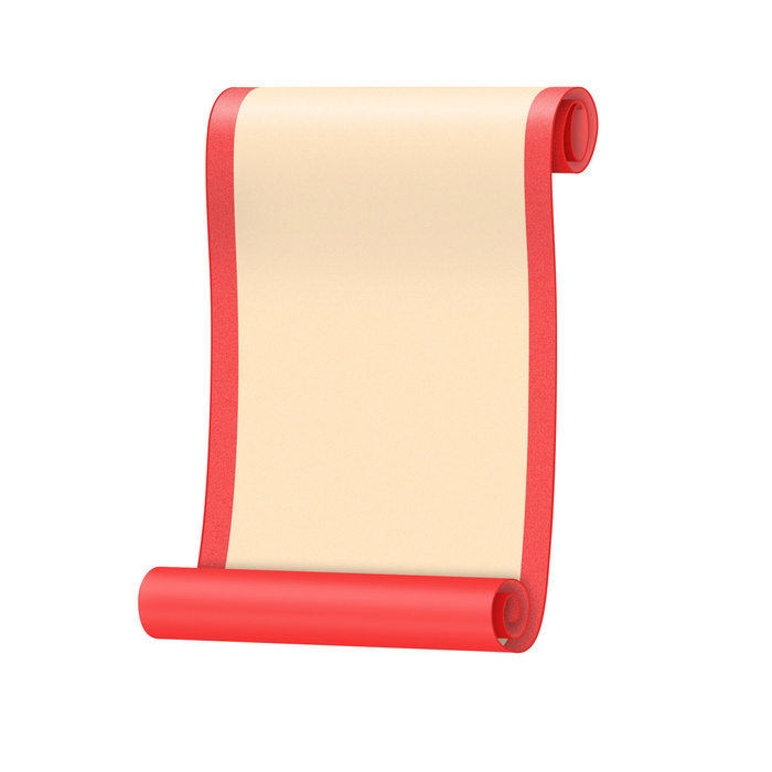 复古中国风卷轴元素手绘画轴文本标题框PSDAI素材模板png免扣图