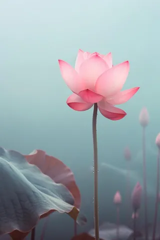 中国风雾面荷花粉色大气背景