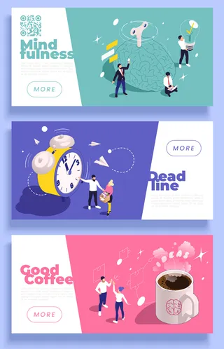 科技色简洁商务插图横幅