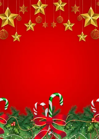 圣诞节礼盒金松叶红色背景