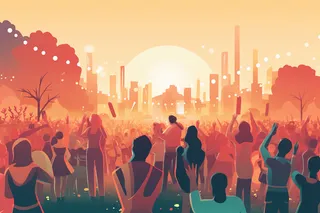 户外热闹非凡的音乐会