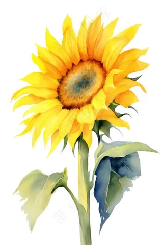 向日葵花朵插画免抠