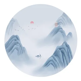 圆形古风山水  圆形古风山水