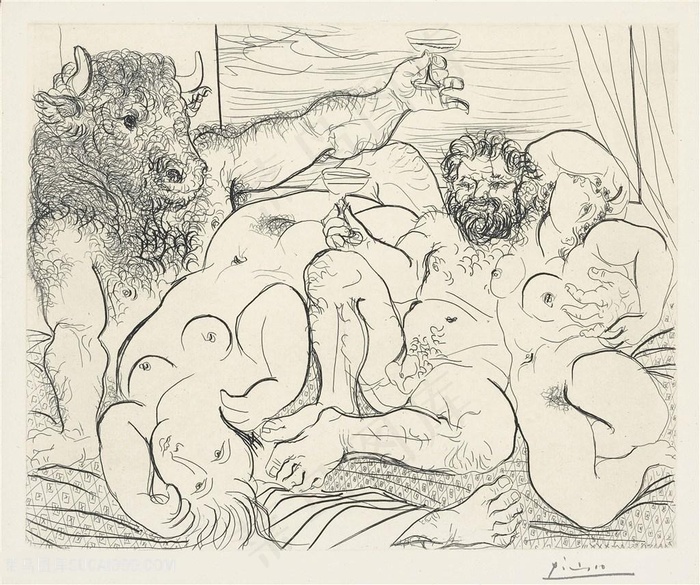 毕加索时尚素描裸体艺术装饰画