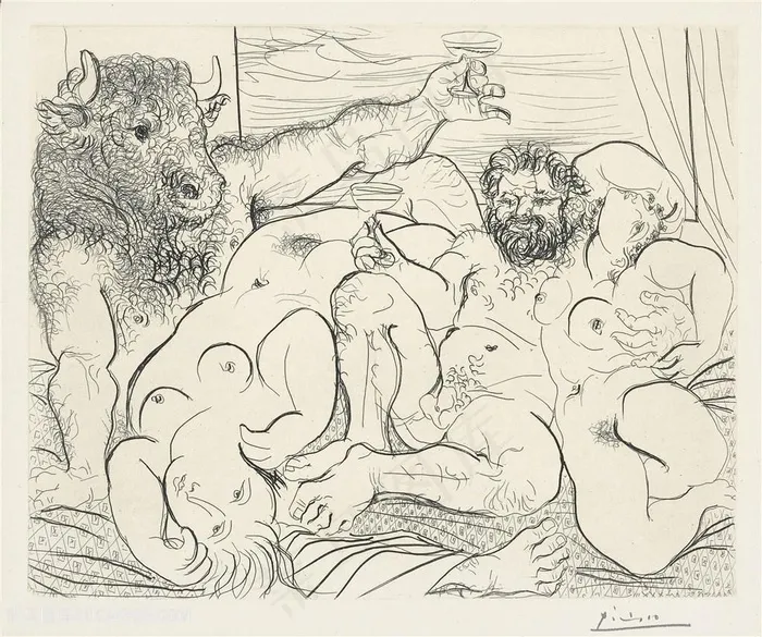 毕加索时尚素描裸体艺术装饰画