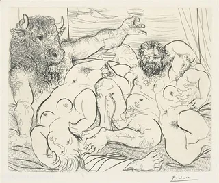 毕加索时尚素描裸体艺术装饰画