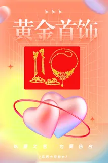 爱心黄金首饰宣传海报