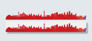 红色装饰建筑城市剪影素材免扣