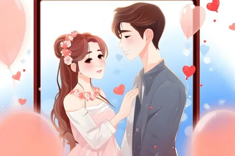 情侣情人节浪漫气球爱心手绘插画海报素材背景 情侣情人节浪漫气球爱心手绘插画海报素材背景