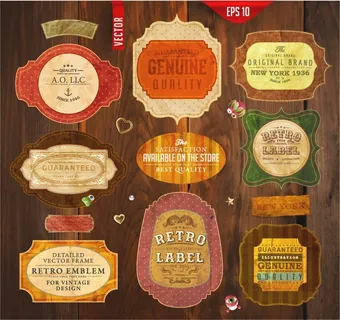 免抠复古贴纸标签