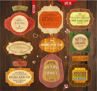 免抠复古贴纸标签