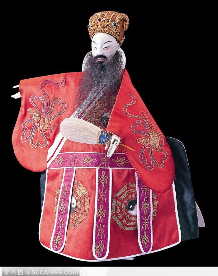 传统文化长满络腮胡的戏偶京剧诸葛亮