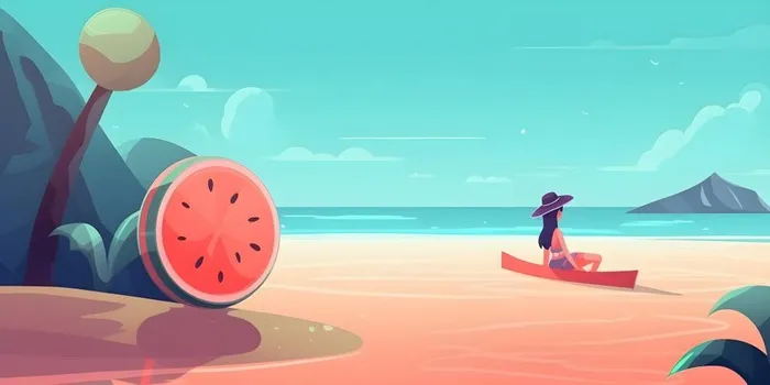 夏日海边沙滩背景(3600x1800)
